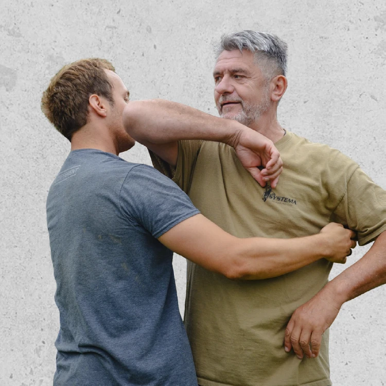 SystemaHQ Head Instructor Vladimir Vasiliev training student Hand to Hand Combat
